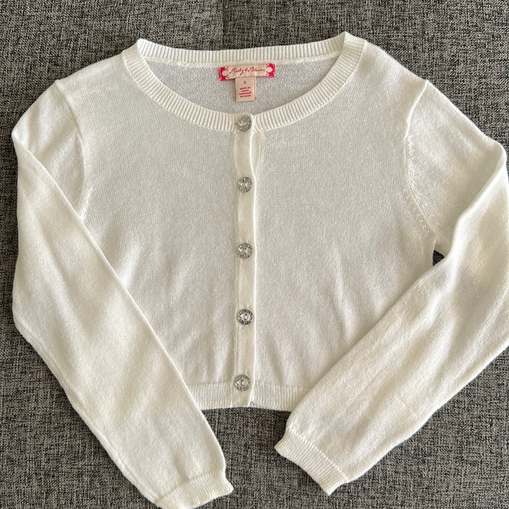 Ruby and Bloom Girls Cardigan with Sparkle Buttons